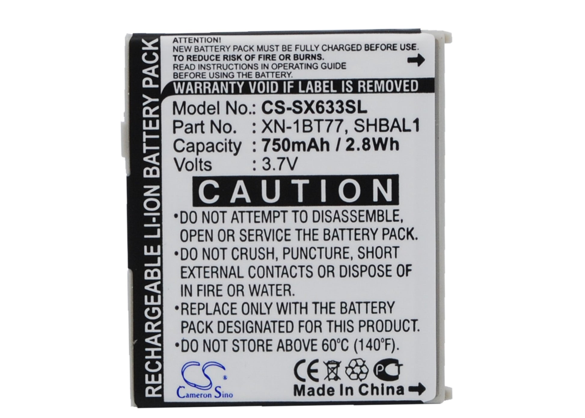 Replacement Battery for Vodafone | SoftBank | Sharp 705SH – Mobile, SmartPhone – 750mAh / 3.7V - image 1