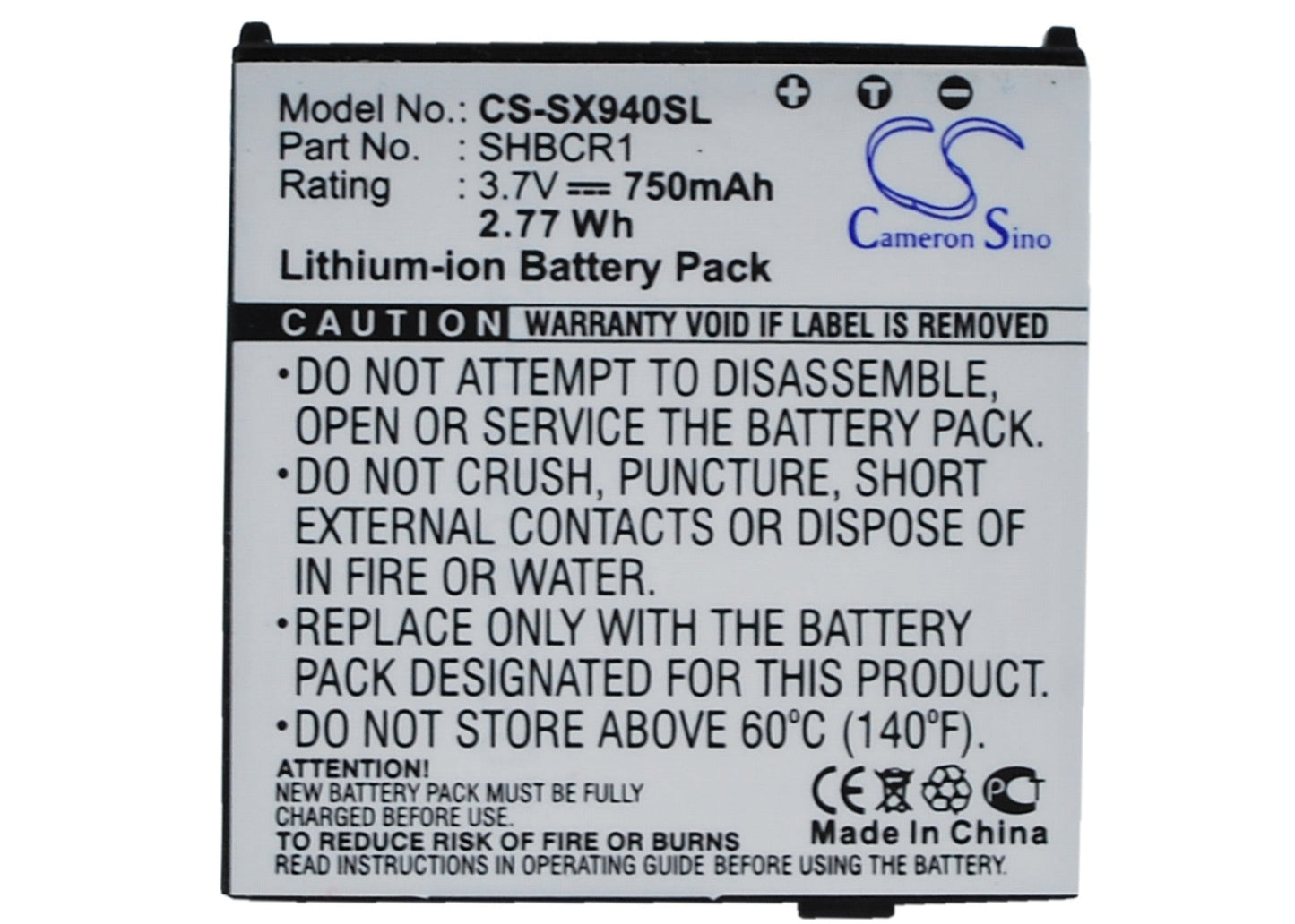 Replacement Battery for Sharp  940SH – Mobile, SmartPhone – 750mAh / 3.7V