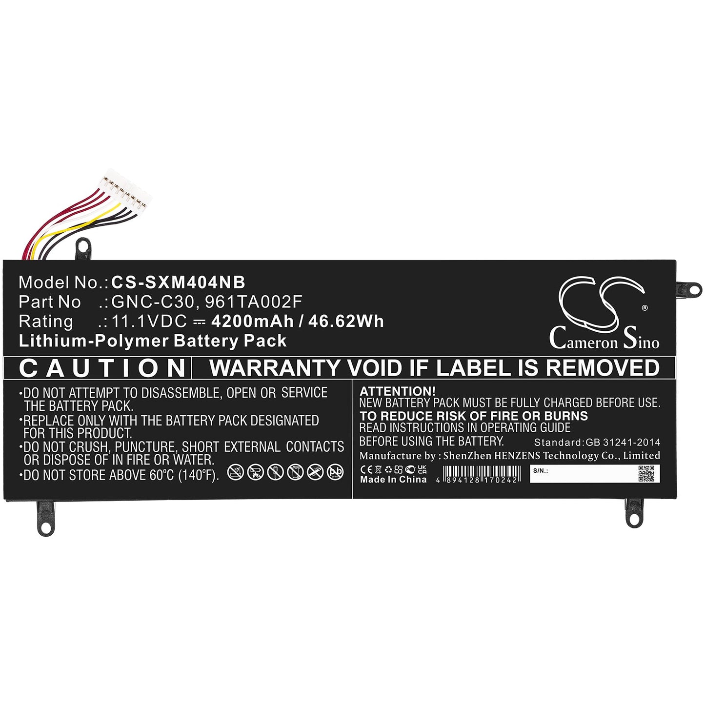 Replacement Battery for Schenker  XMG C404 – Notebook, Laptop – 4200mAh / 46.62Wh / 11.1V