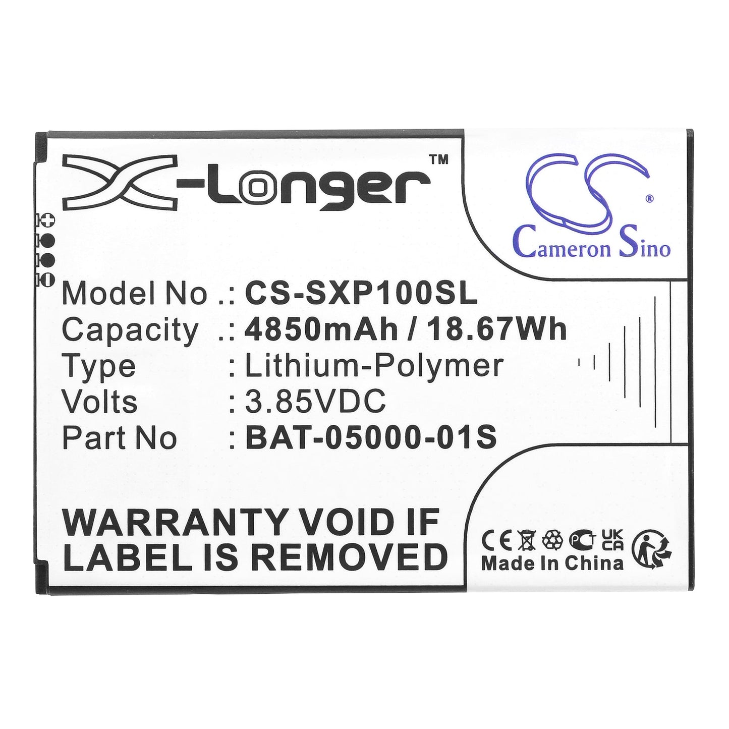 Replacement Battery for Sonim  XP10 – Mobile, SmartPhone – 4850mAh / 18.67Wh / 3.85V