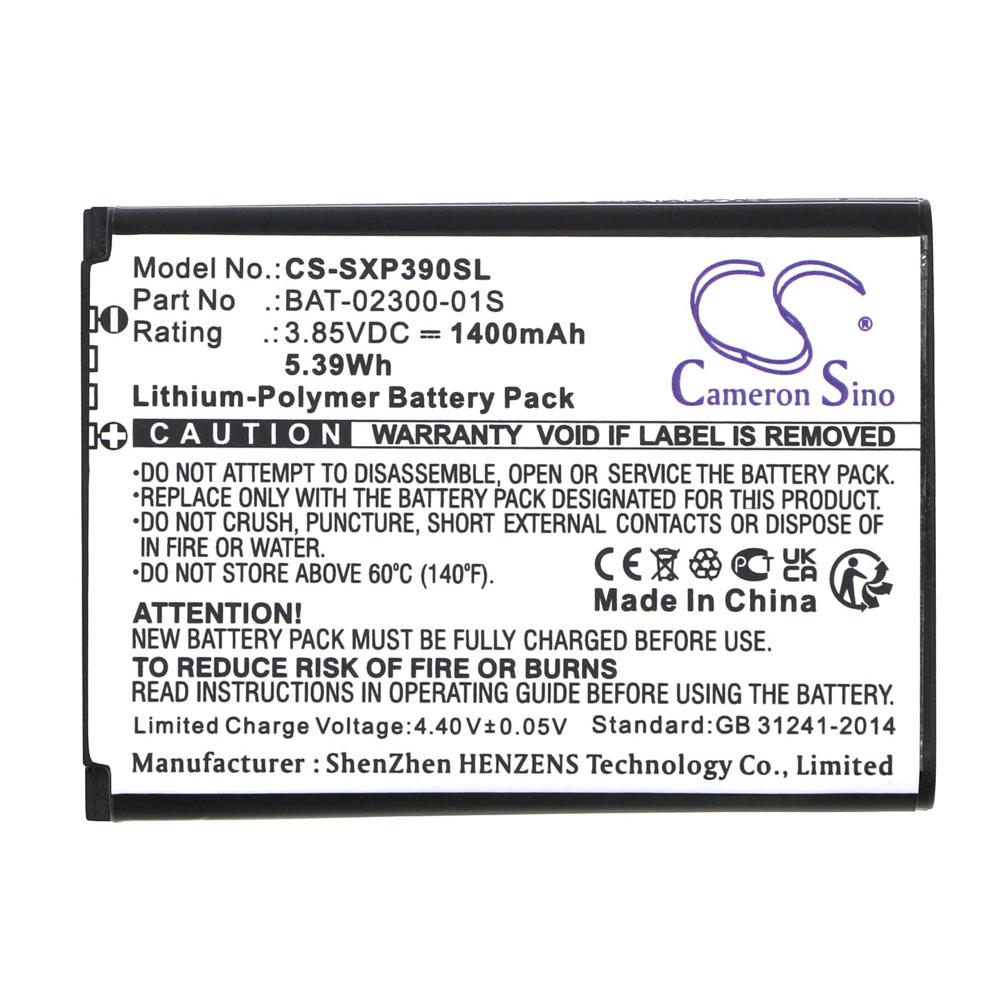 Replacement Battery for Sonim  XP3 Plus – Mobile, SmartPhone – 1400mAh / 5.39Wh / 3.85V
