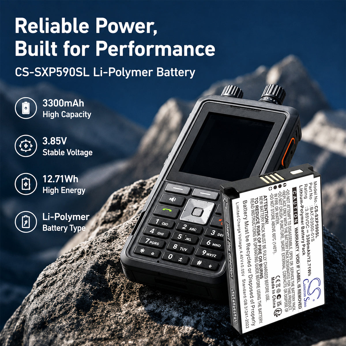 Replacement Battery for Sonim XP5900 – Mobile, SmartPhone – 3300mAh / 3.85V