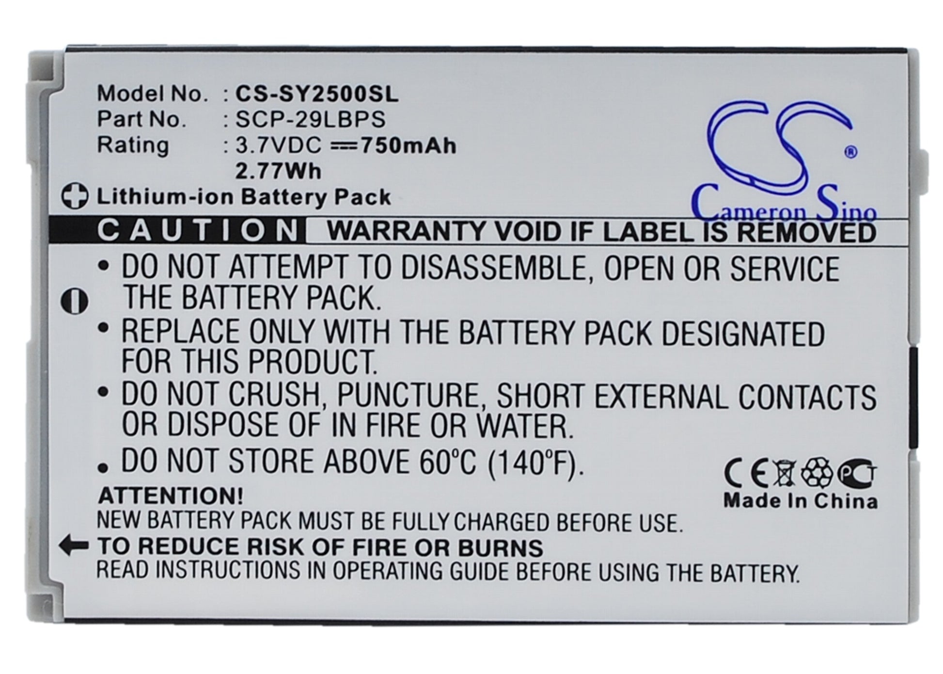 Replacement Battery for Sanyo SCP-2500 – Mobile, SmartPhone – 750mAh / 3.7V - image 5