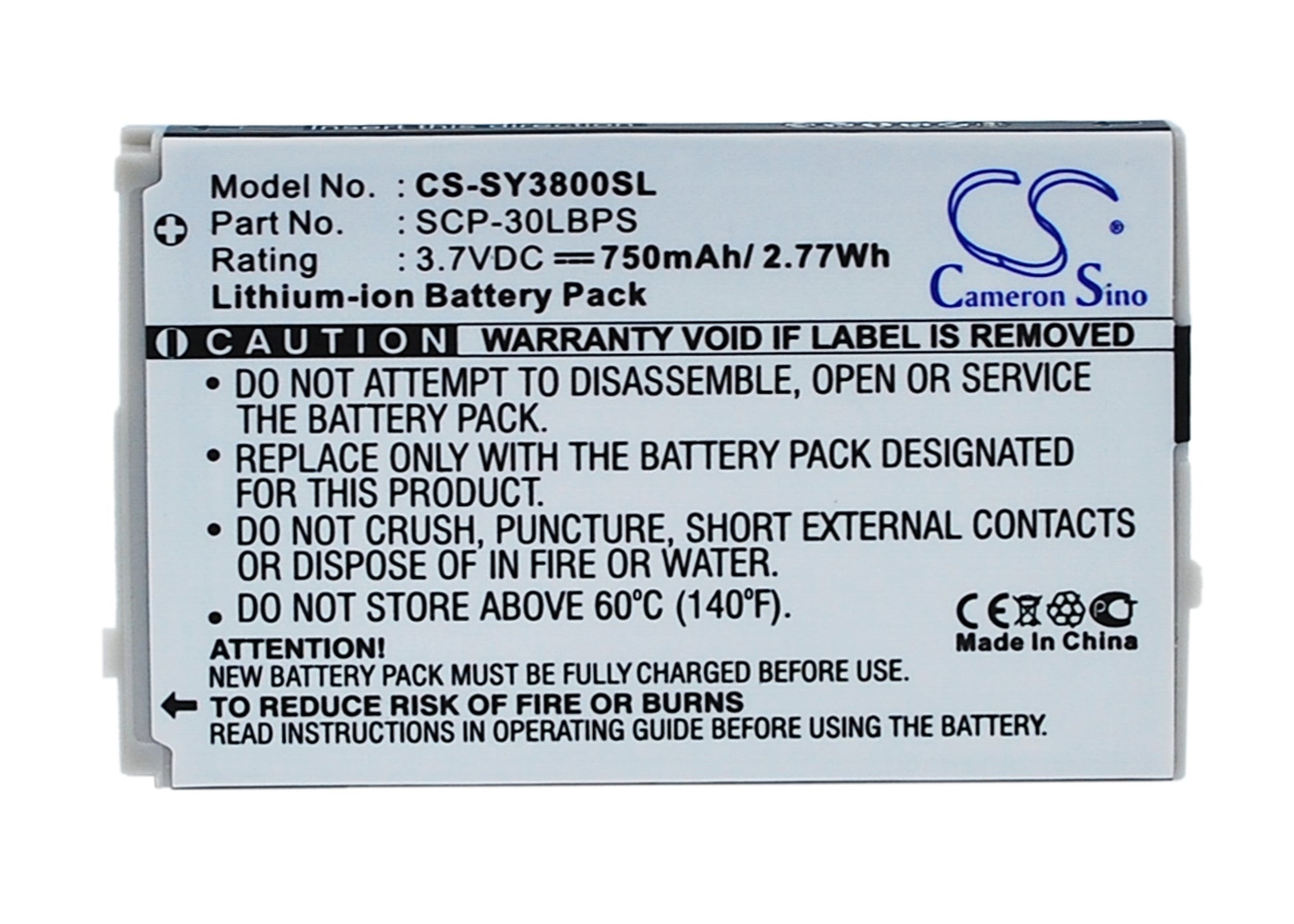 Replacement Battery for Sanyo SCP-3800 – Mobile, SmartPhone – 750mAh / 3.7V - image 1