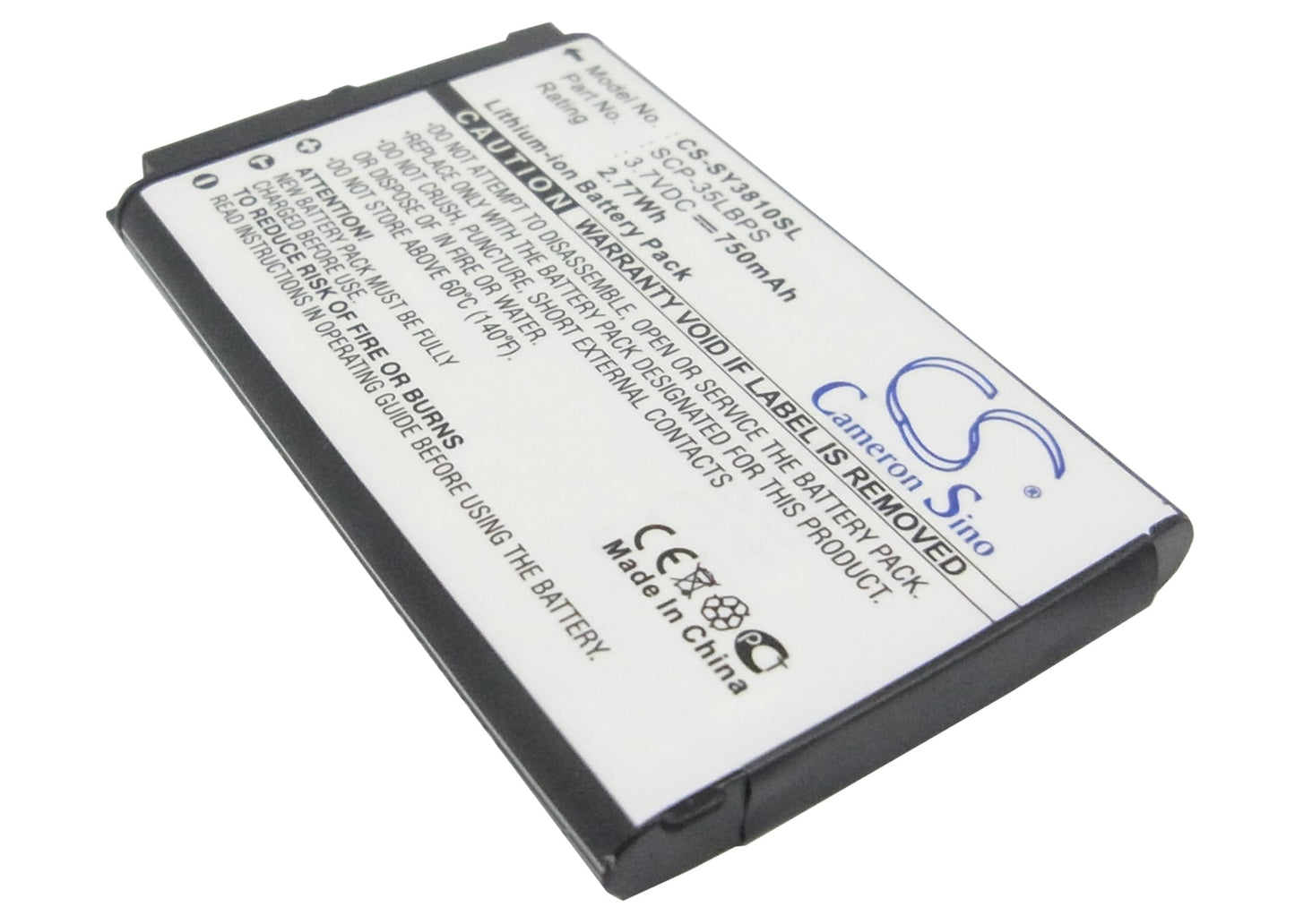 Replacement Battery for Sanyo SCP-3810 – Mobile, SmartPhone – 750mAh / 3.7V - image 1