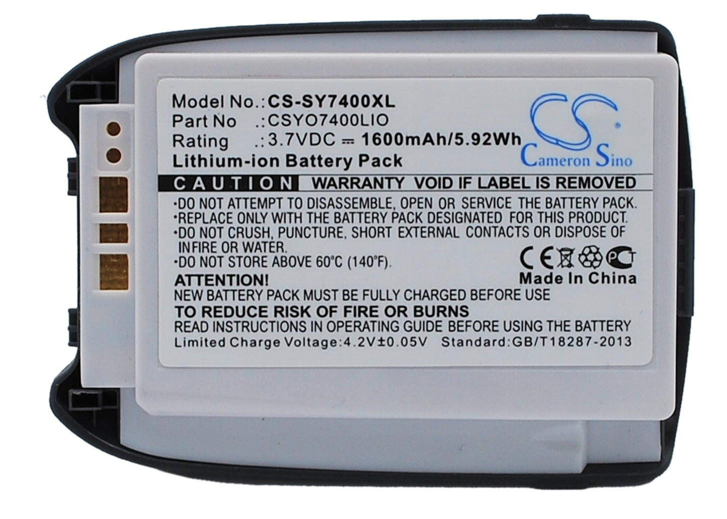 Replacement Battery for Sanyo  MM7400 – Mobile, SmartPhone – 1600mAh / 5.92Wh / 3.7V