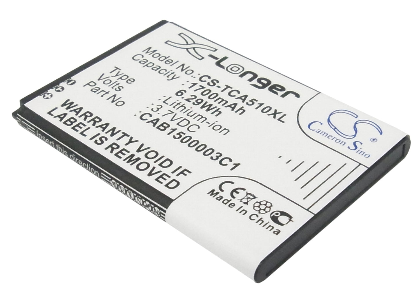 Replacement Battery for TCL A510 – Mobile, SmartPhone – 1700mAh / 3.7V - image 1