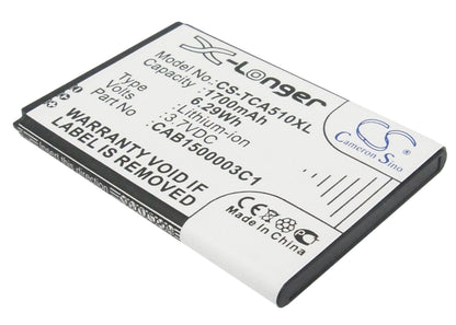 Replacement Battery for TCL A510 – Mobile, SmartPhone – 1700mAh / 3.7V - image 1