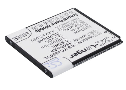 Replacement Battery for TCL  J600T – Mobile, SmartPhone – 1600mAh / 5.92Wh / 3.7V