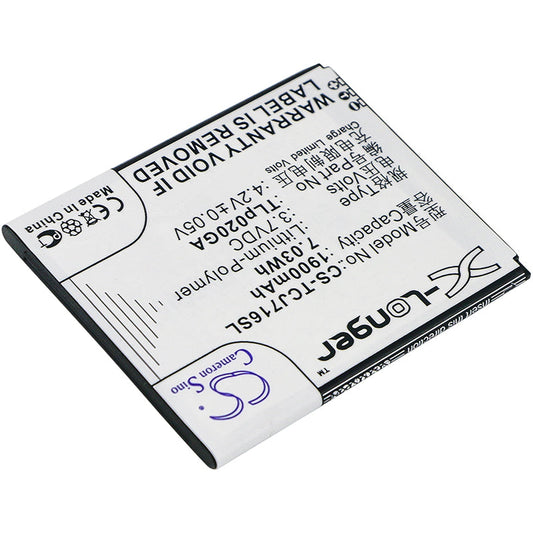 Replacement Battery for TCL  J716D – Mobile, SmartPhone – 1900mAh / 7.03Wh / 3.7V