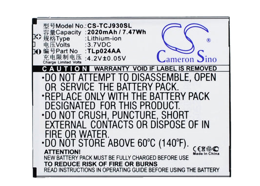 Replacement Battery for TCL J930 – Mobile, SmartPhone – 2020mAh / 3.7V - image 1