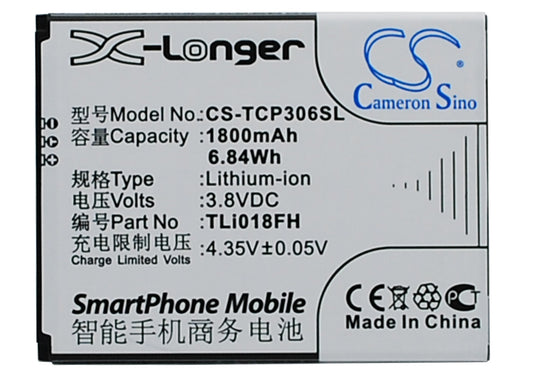 Replacement Battery for TCL P306C – Mobile, SmartPhone – 1800mAh / 3.8V - image 1