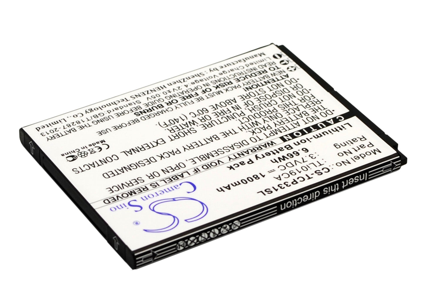 Replacement Battery for TCL  P331M – Mobile, SmartPhone – 1800mAh / 6.66Wh / 3.7V