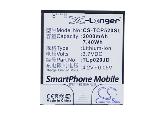 Replacement Battery for TCL P520L – Mobile, SmartPhone – 2000mAh / 3.7V - image 1