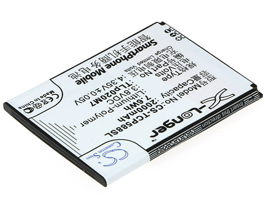 Replacement Battery for TCL  P588L – Mobile, SmartPhone – 2000mAh / 7.60Wh / 3.8V