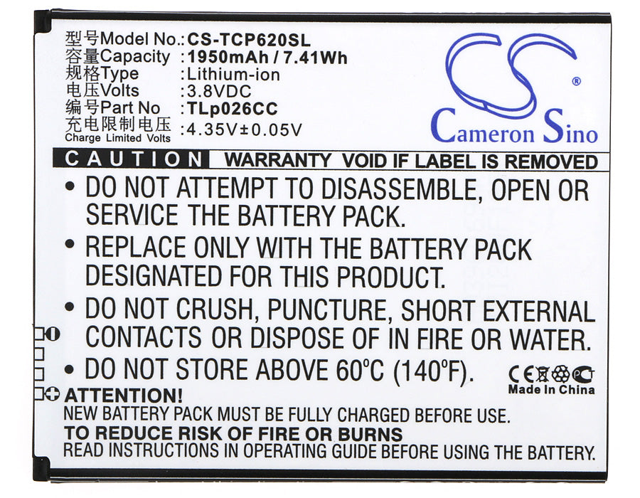 Replacement Battery for TCL ONO – Mobile, SmartPhone – 1950mAh / 3.8V - image 5