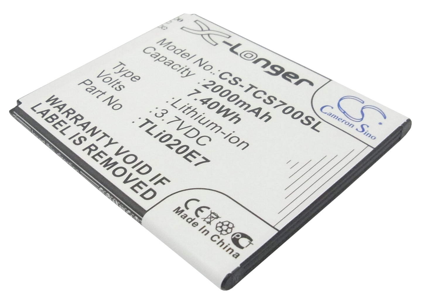 Replacement Battery for TCL S700T – Mobile, SmartPhone – 2000mAh / 3.7V - image 1