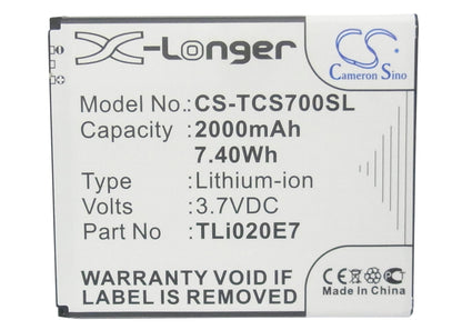 Replacement Battery for TCL  J620 – Mobile, SmartPhone – 2000mAh / 7.40Wh / 3.7V