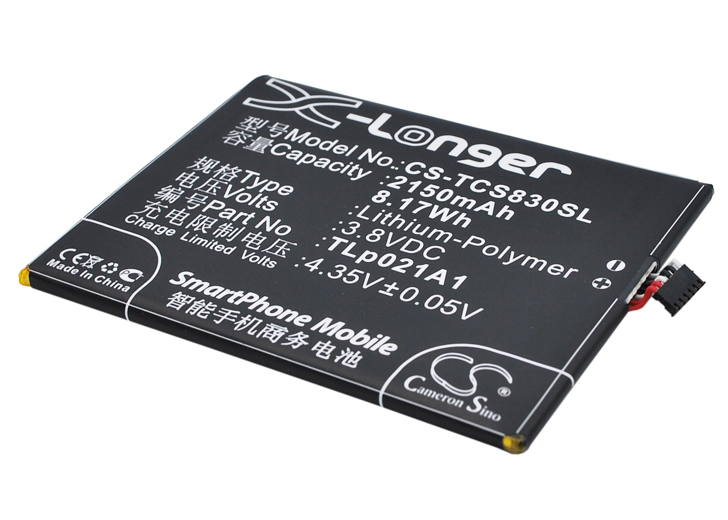 Replacement Battery for TCL S838M – Mobile, SmartPhone – 2150mAh / 3.8V - image 1