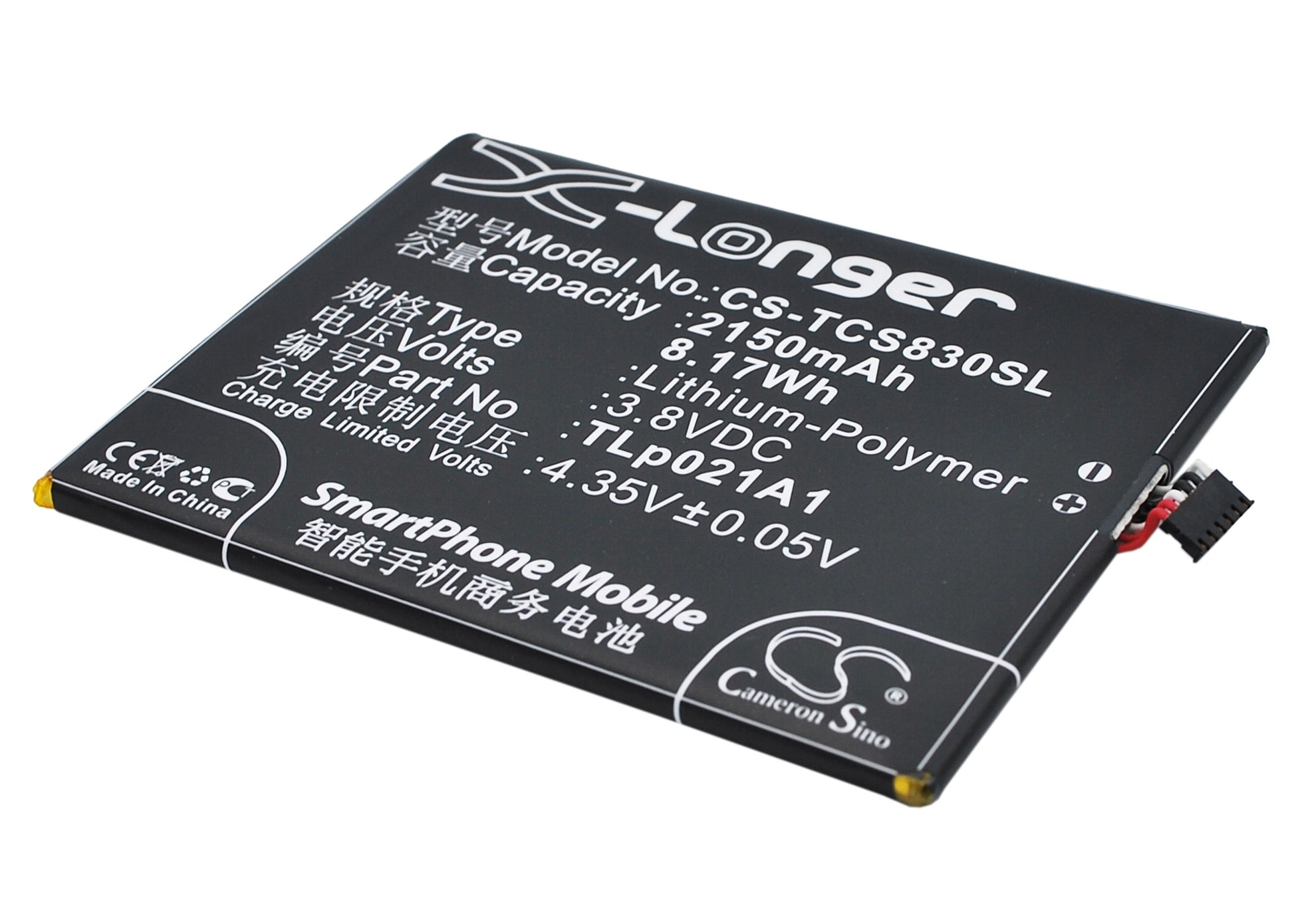 Replacement Battery for TCL S838M – Mobile, SmartPhone – 2150mAh / 3.8V - image 1