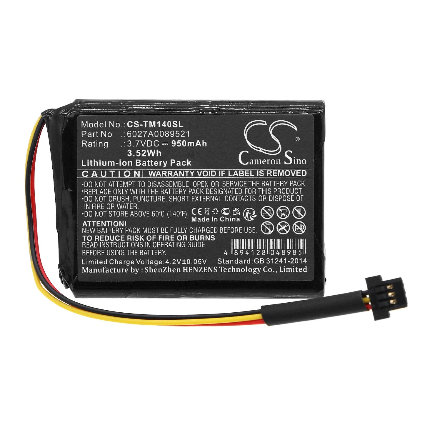 Replacement Battery for TomTom  1EK0.052.02 – GPS, Navigator – 950mAh / 3.52Wh / 3.7V