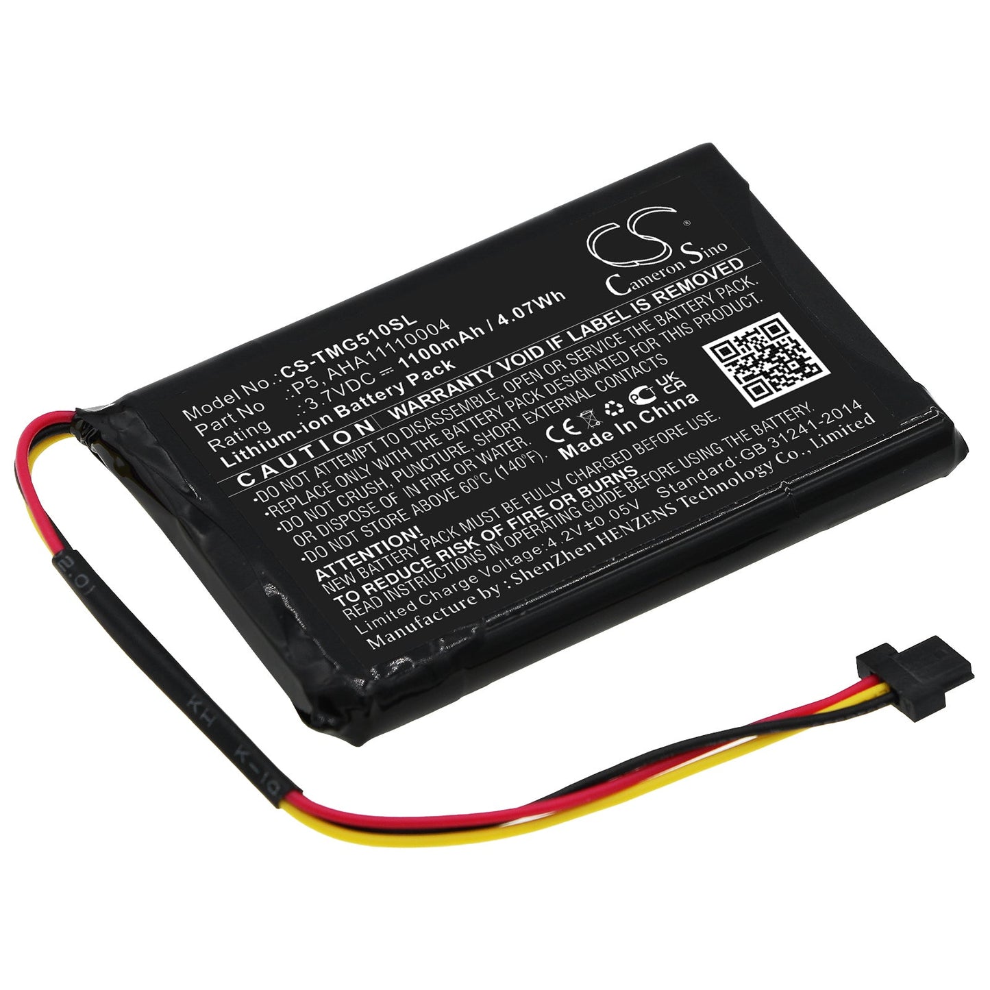Replacement Battery for TomTom  4FA50 – GPS, Navigator – 1100mAh / 4.07Wh / 3.7V