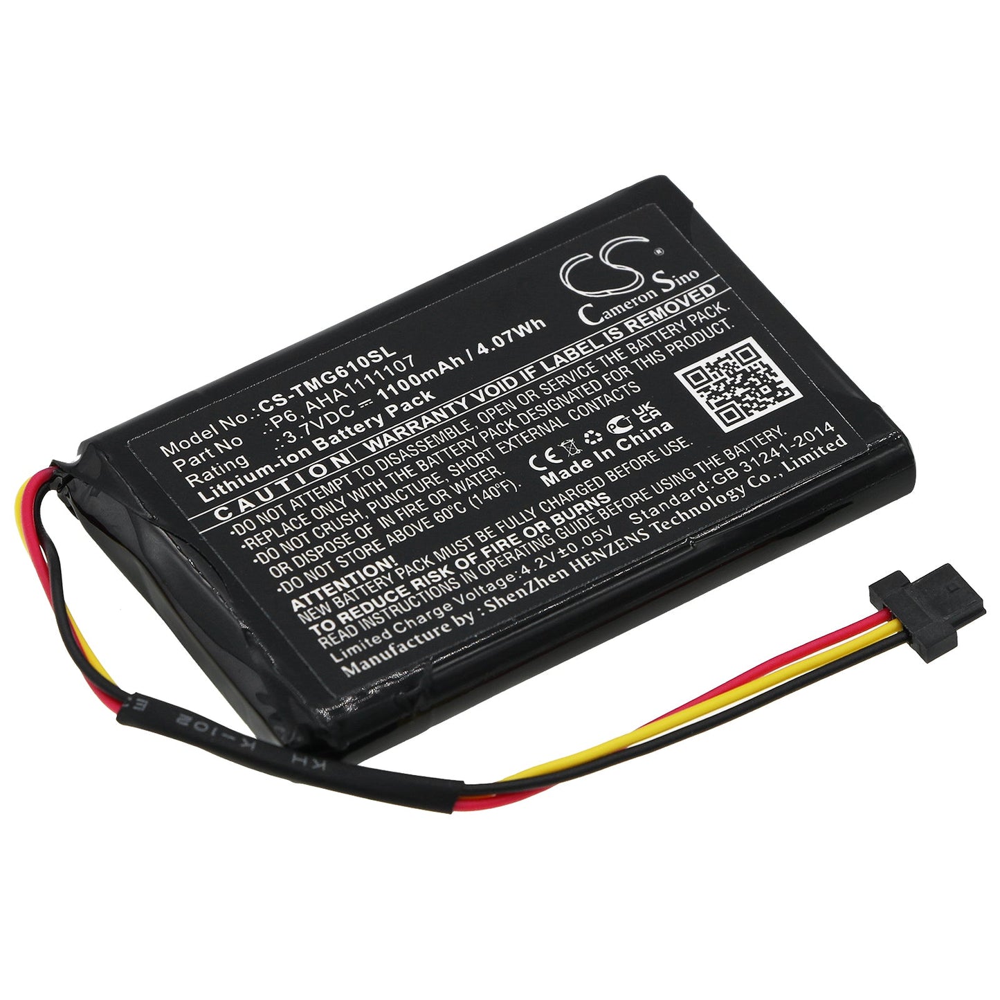 Replacement Battery for TomTom  4FA60 – GPS, Navigator – 1100mAh / 4.07Wh / 3.7V