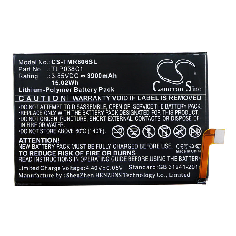 Replacement Battery for T-Mobile  6062Z – Mobile, SmartPhone – 3900mAh / 15.02Wh / 3.85V