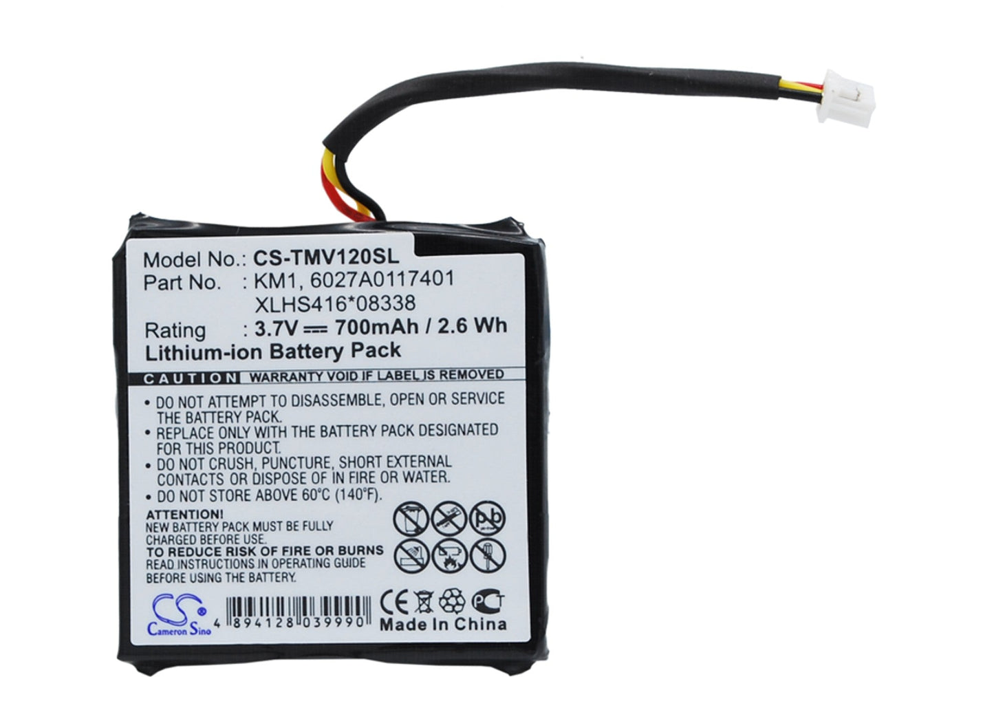 Replacement Battery for TomTom  4EH44 – GPS, Navigator – 700mAh / 2.59Wh / 3.7V
