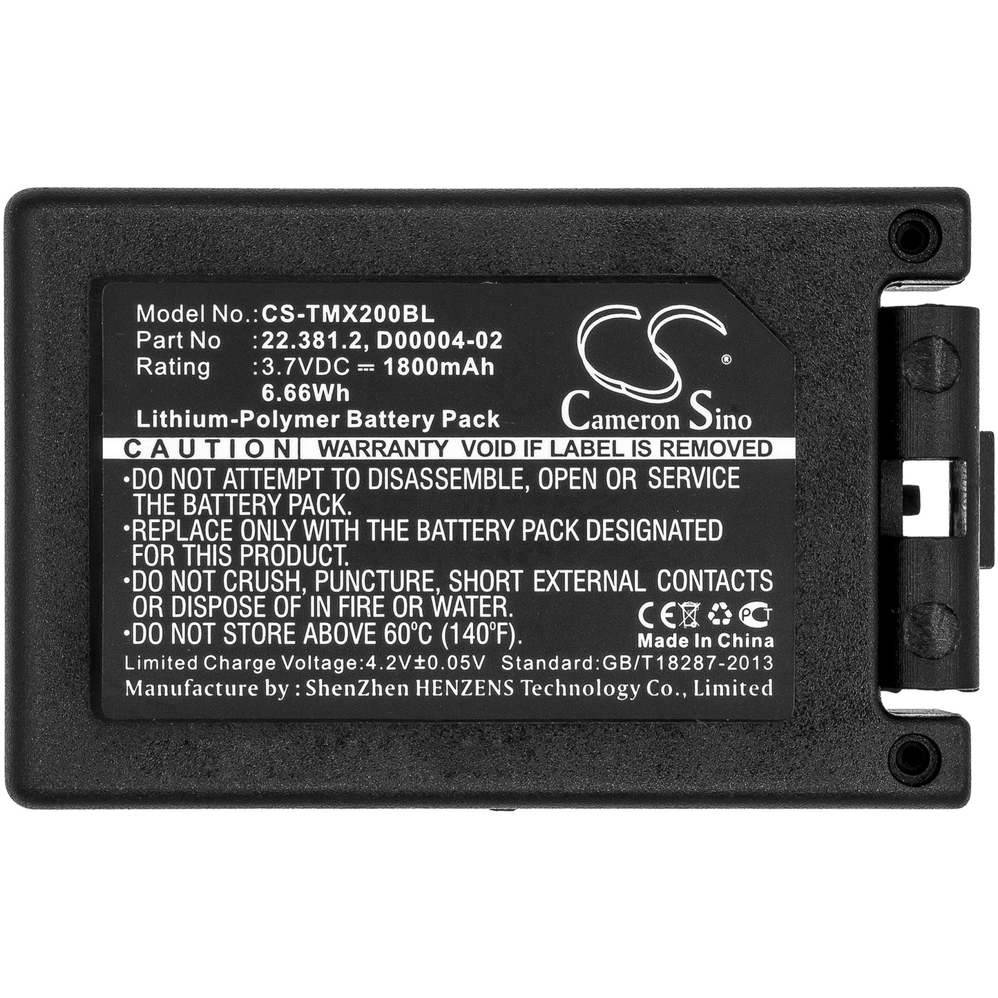 Replacement Battery for Teleradio Transmitter Tele Radio TG-TXMNL – Crane Remote Control – 1800mAh / 3.7V - image 3