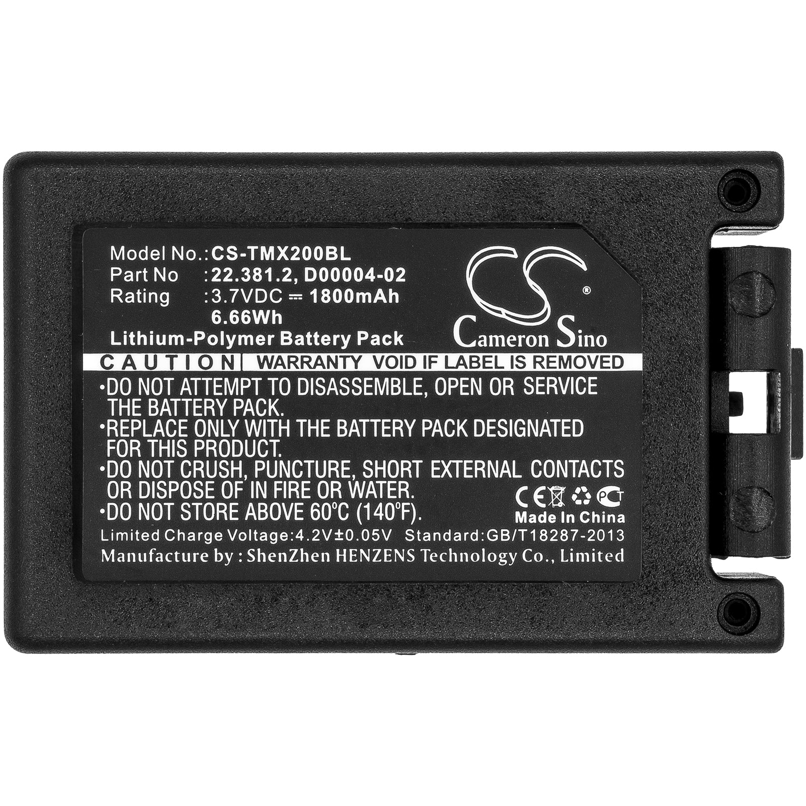 Replacement Battery for Teleradio Transmitter Tele Radio TG-TXMNL – Crane Remote Control – 1800mAh / 3.7V - image 3