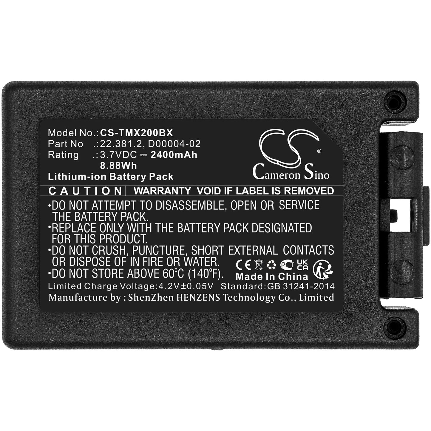 Replacement Battery for Teleradio  TG-TXMNL – Crane Remote Control – 2400mAh / 8.88Wh / 3.7V