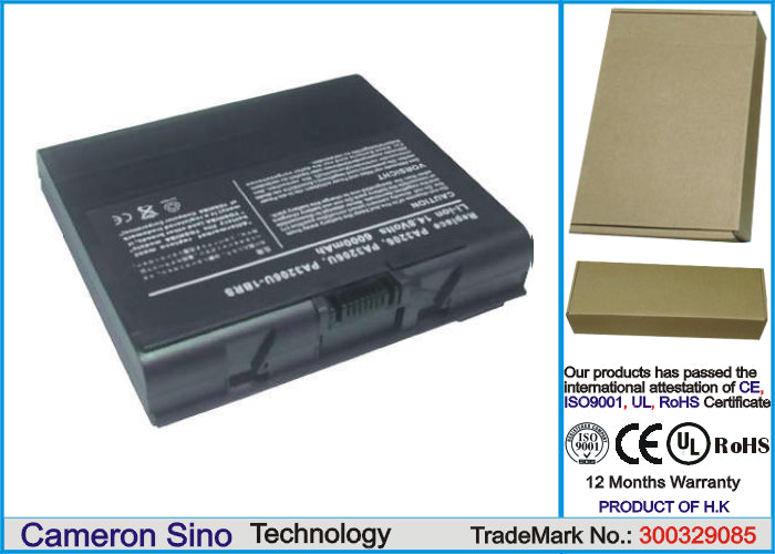 Replacement Battery for Toshiba Satellite 1955-S807 – Notebook, Laptop – 6600mAh / 14.8V - image 1