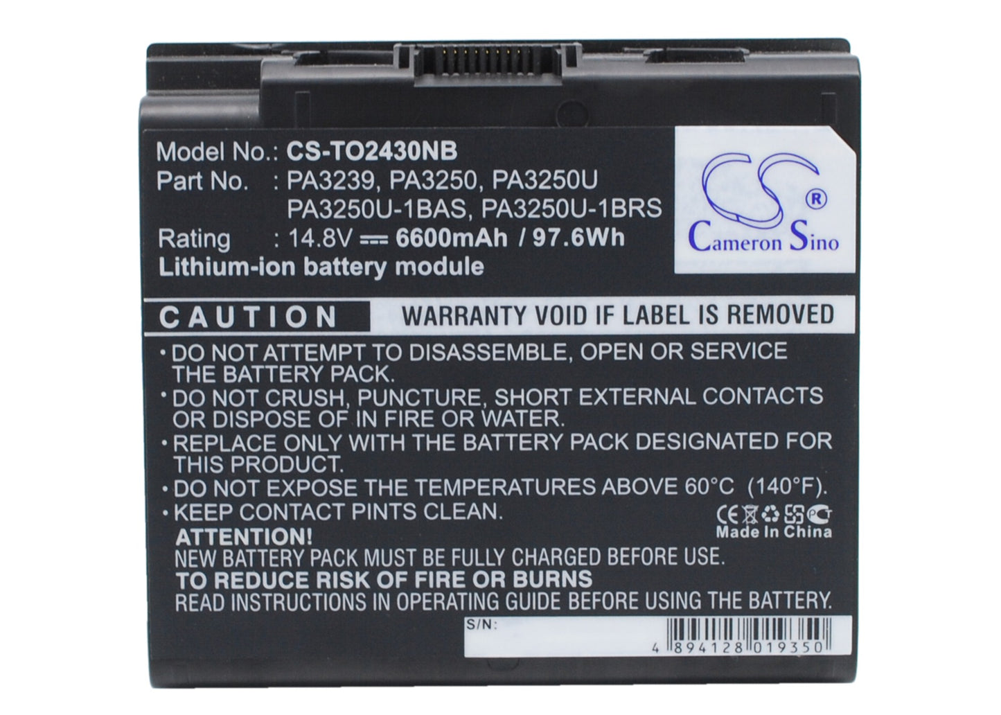 Replacement Battery for Toshiba Satellite 2430 – Notebook, Laptop – 6600mAh / 14.8V - image 1