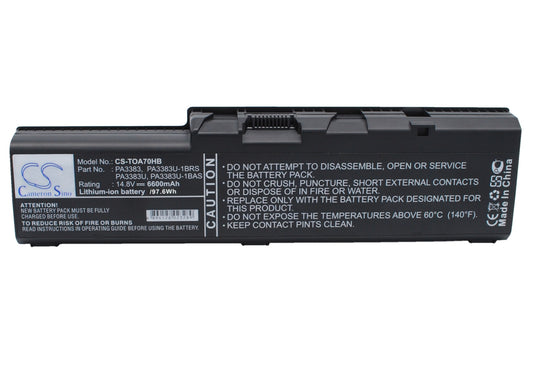 Replacement Battery for Toshiba Satellite A70 – Notebook, Laptop – 6600mAh / 14.8V