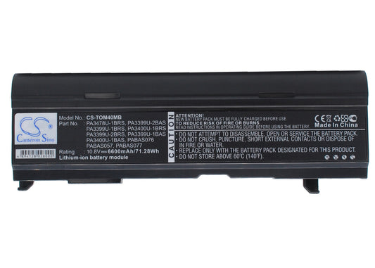 Replacement Battery for Toshiba Satellite A80-116 – Notebook, Laptop – 6600mAh / 10.8V