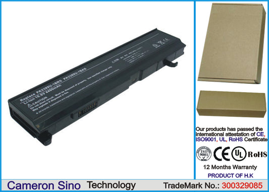 Replacement Battery for Toshiba Satellite A80-116 – Notebook, Laptop – 4400mAh / 10.8V - image 1