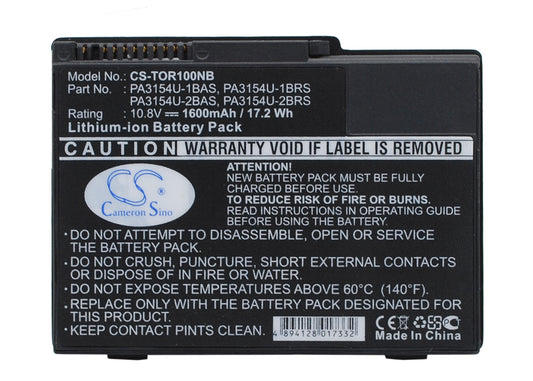 Replacement Battery for Toshiba Portege 2010 – Notebook, Laptop – 1600mAh / 10.8V