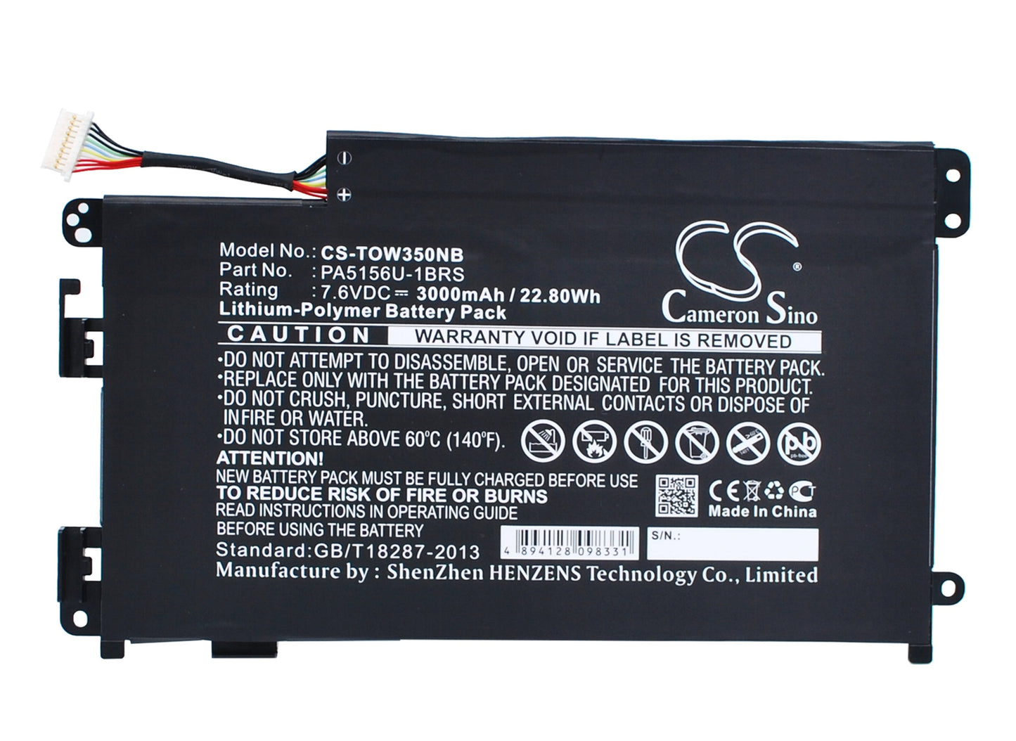 Replacement Battery for Toshiba Satellite W35Click-A3300 – Notebook, Laptop – 3000mAh / 7.6V - image 1