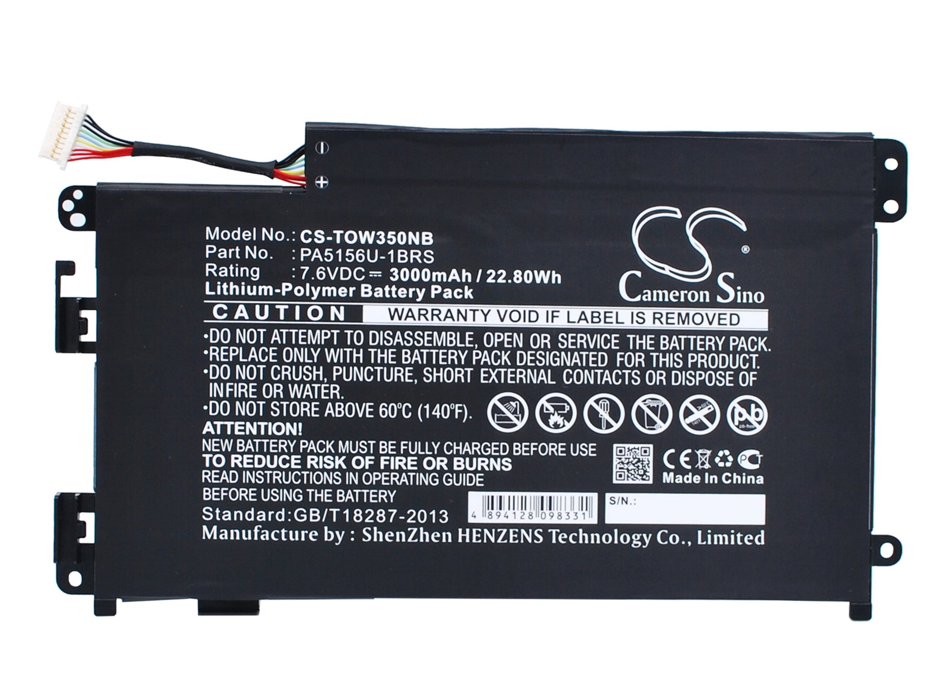 Replacement Battery for Toshiba Satellite W35Click-A3300 – Notebook, Laptop – 3000mAh / 7.6V - image 1