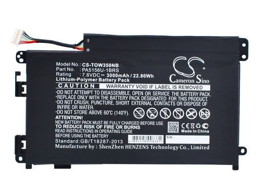 Replacement Battery for Toshiba Satellite W35Click-A3300 – Notebook, Laptop – 3000mAh / 7.6V - image 1