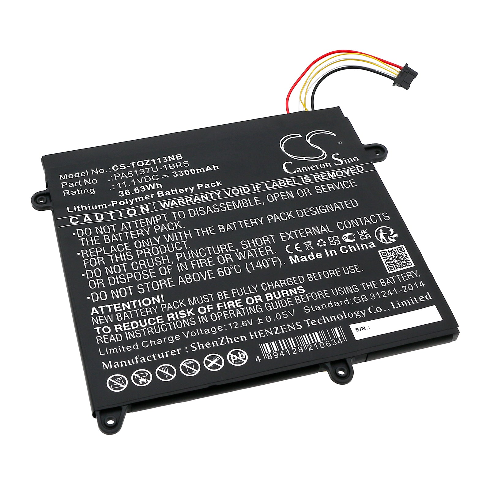 Replacement Battery for Toshiba Portege Z10T-A – Tablet – 3300mAh / 11.1V - image 1