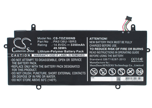 Replacement Battery for Toshiba Portege Z30 – Notebook, Laptop – 3350mAh / 14.8V