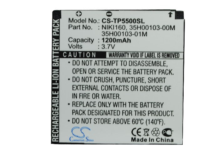 Replacement Battery for T-Mobile  MDA Touch Plus – Mobile, SmartPhone – 1200mAh / 4.44Wh / 3.7V