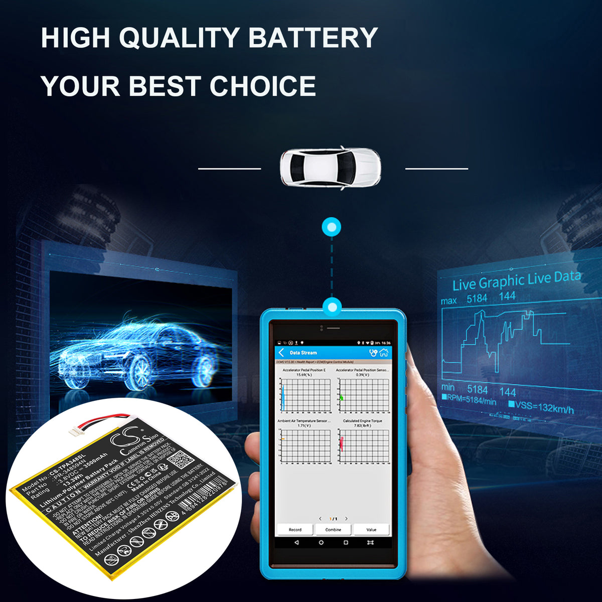 Replacement Battery for Topdon – Diagnostic Scanner – 3500mAh / 3.8V