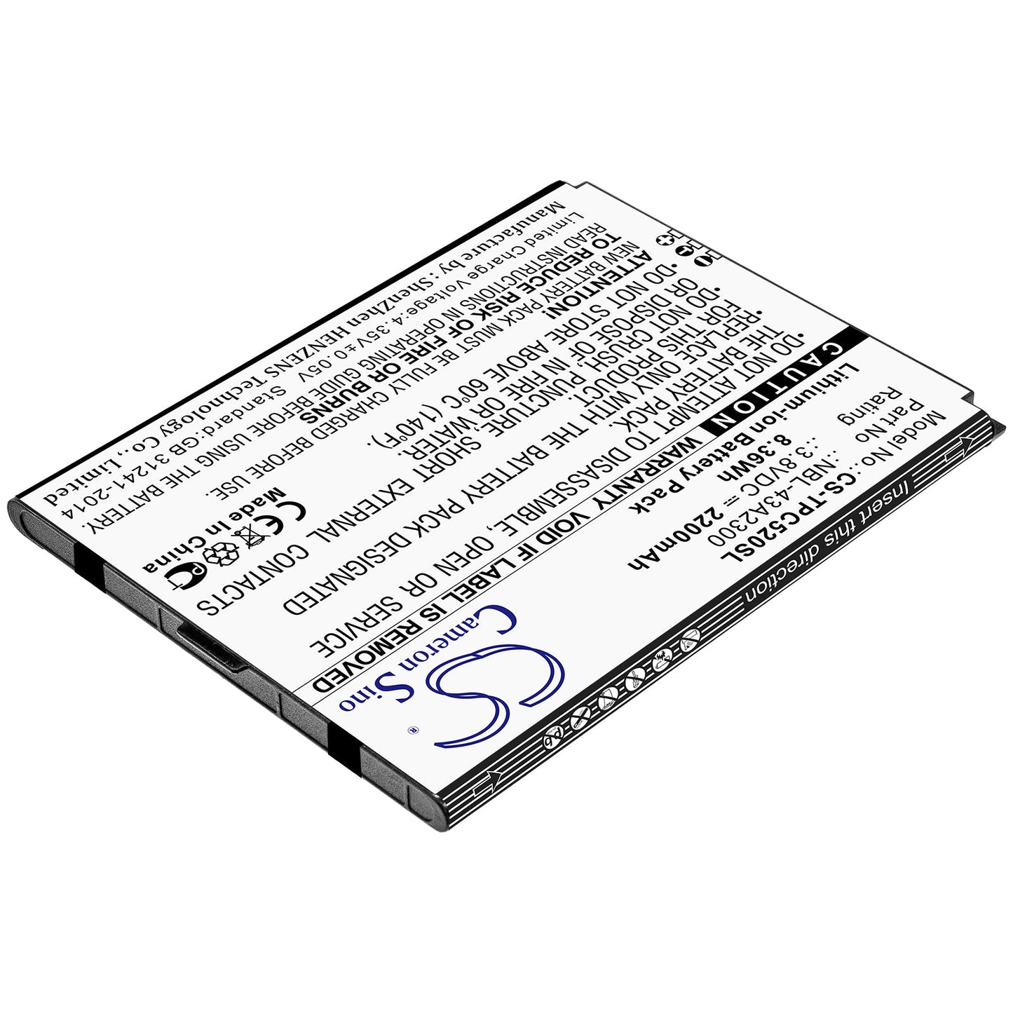 Replacement Battery for Neffos  C5A – Mobile, SmartPhone – 2200mAh / 8.36Wh / 3.8V