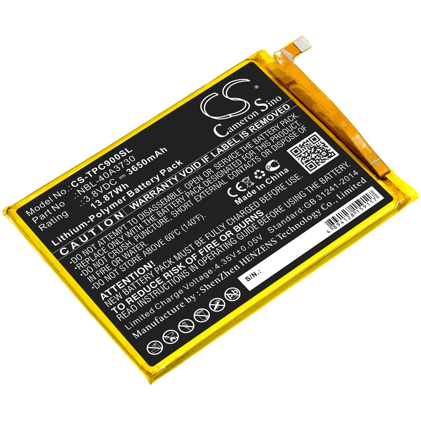 Replacement Battery for Neffos | TP-Link C9 – Mobile, SmartPhone – 3650mAh / 3.8V - image 1