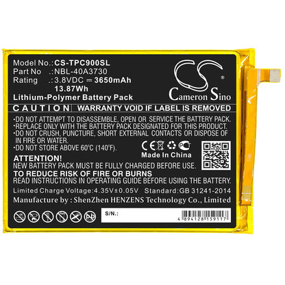 Replacement Battery for Neffos  C9 – Mobile, SmartPhone – 3650mAh / 13.87Wh / 3.8V