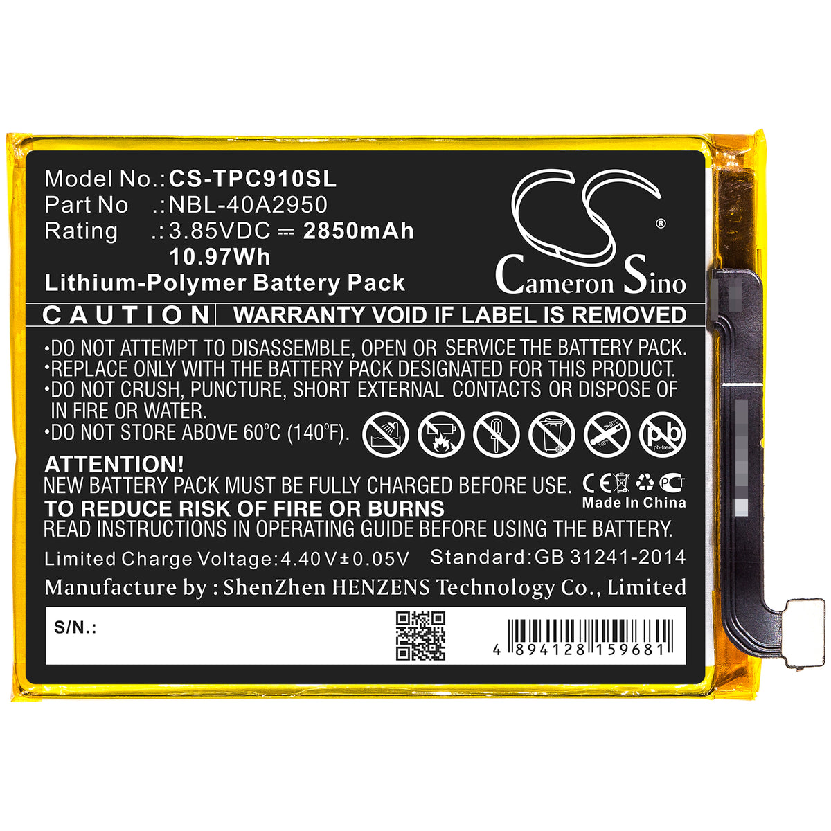 Replacement Battery for TP-Link | Neffos Neffos C9 Max – Mobile, SmartPhone – 2850mAh / 3.85V
