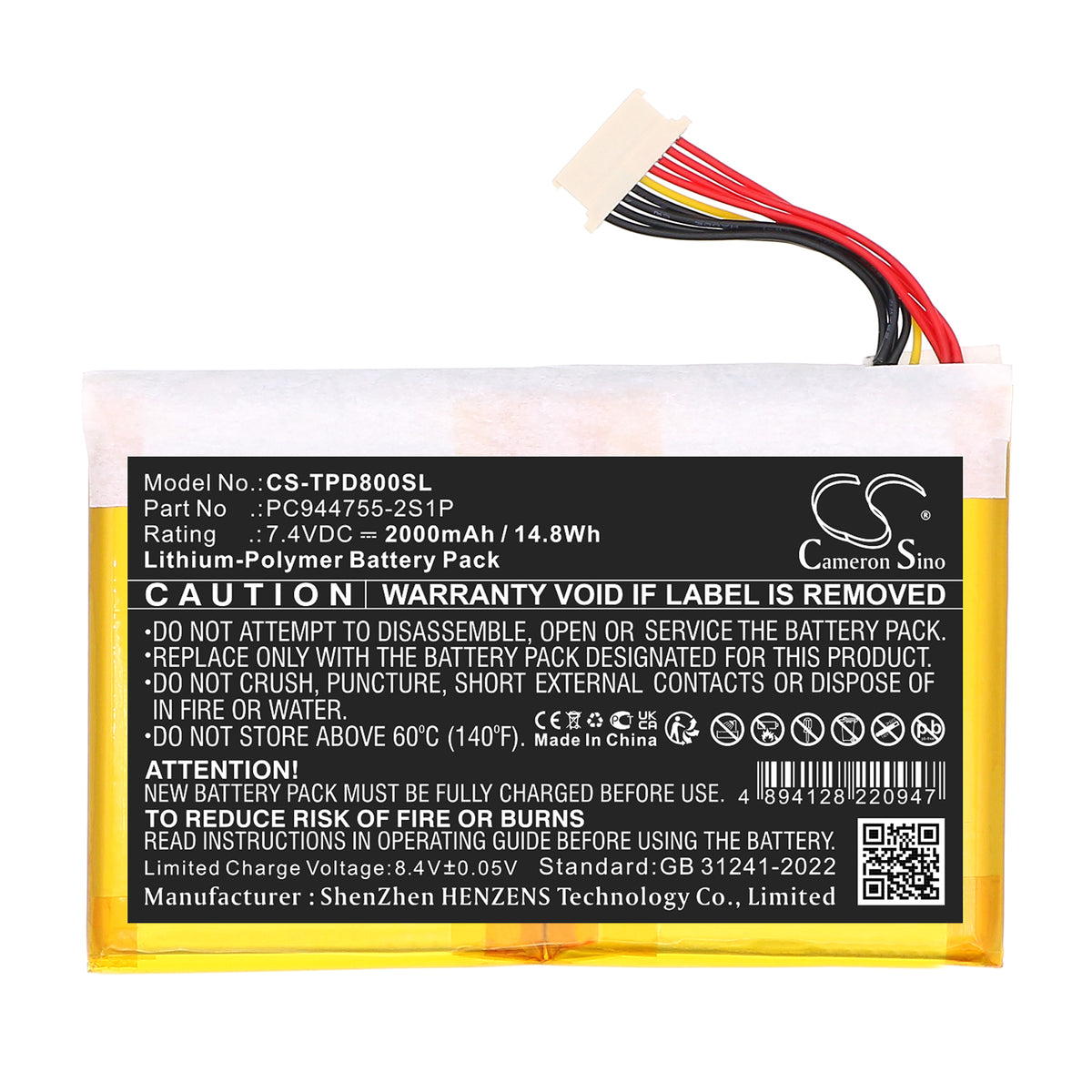Replacement Battery for Topdon AD800BT – Diagnostic Scanner – 2000mAh / 7.4V